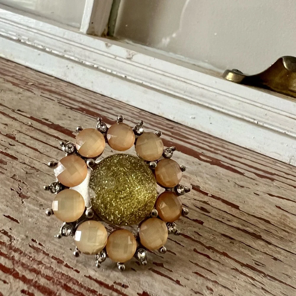 Pink and Gold Flower Stretch Ring